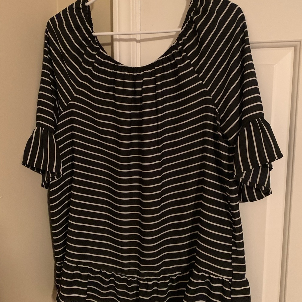 Black and White Striped Blouse